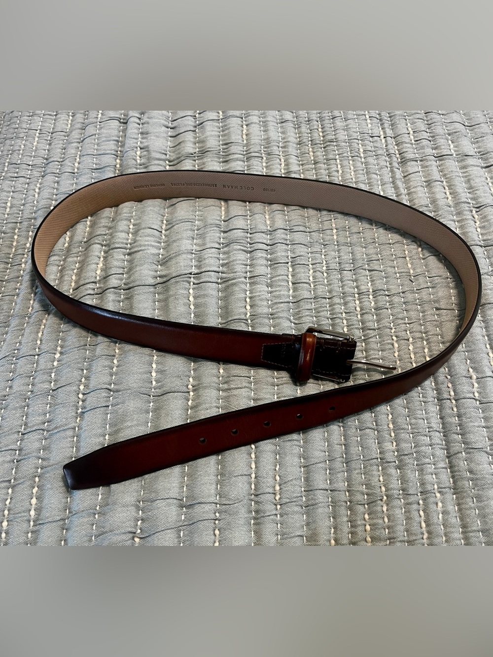 Cole Haan NWOT Women’s Dark Brown Leather Dress Belt with Silver Tone Buckle 40”